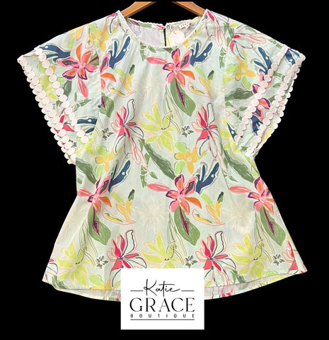 "Rachel" Floral Blouse - The Katie Grace Boutique
