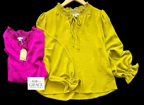 "Jenna" Ruffled Blouse, 2 colors - The Katie Grace Boutique