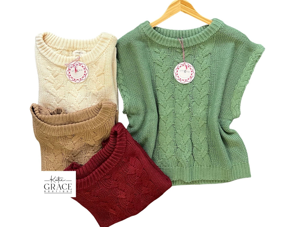 "Jocelyn" Cable Knit Sweater, 4 colors - The Katie Grace Boutique