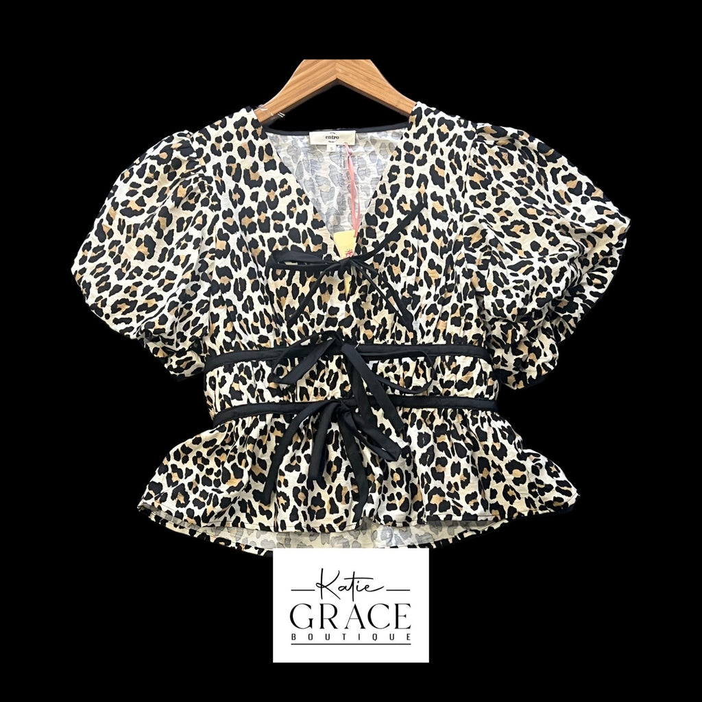 "Brittany" Leopard Blouse - The Katie Grace Boutique