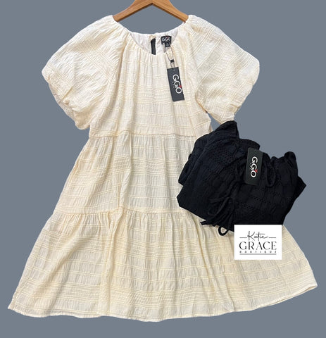 "Reya" Textured Dress w/ Bow Details, 2 colors - The Katie Grace Boutique