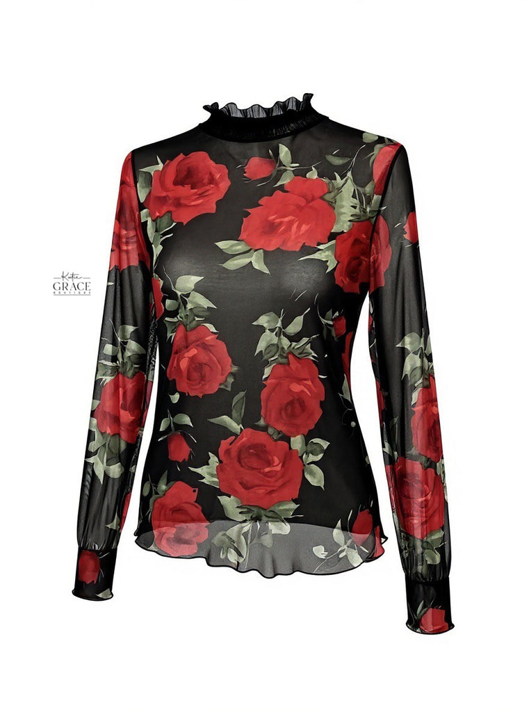 "Rosa" Sheer Top - The Katie Grace Boutique