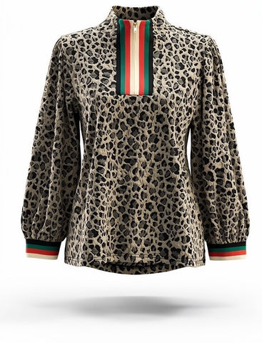 "Simone" Leopard Print with Gucci Stripes - The Katie Grace Boutique