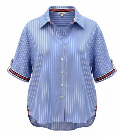 "Nell" Striped Button Top - The Katie Grace Boutique