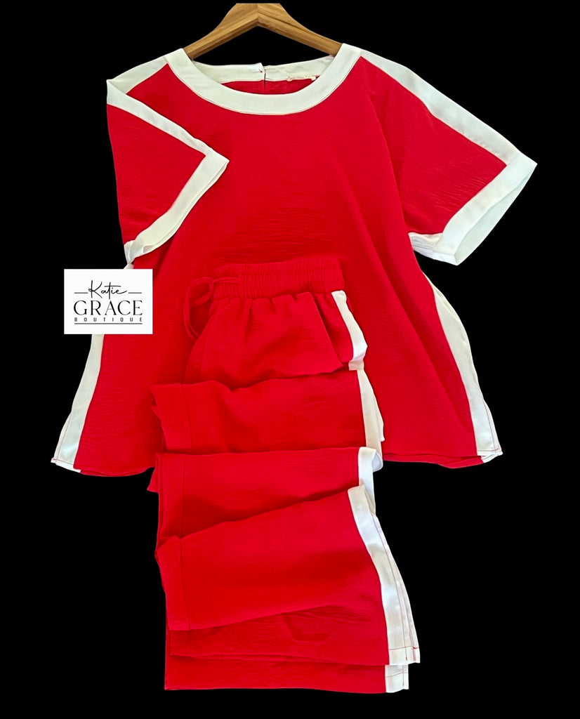 "Selma" Matching Air Flow Separates, Red - The Katie Grace Boutique