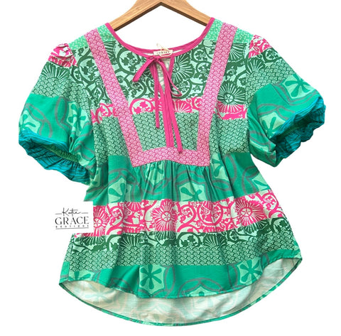 "Elliana" Puff Sleeve Blouse - The Katie Grace Boutique