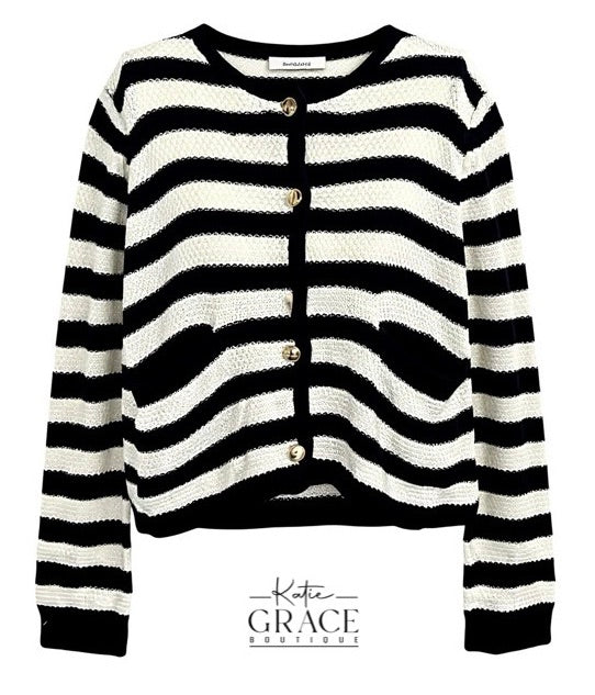 "Tasha" Striped Cardigan - The Katie Grace Boutique
