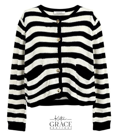 "Tasha" Striped Cardigan - The Katie Grace Boutique