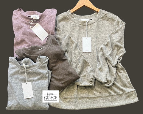"Andrea" Soft Pullover, 4 colors - The Katie Grace Boutique