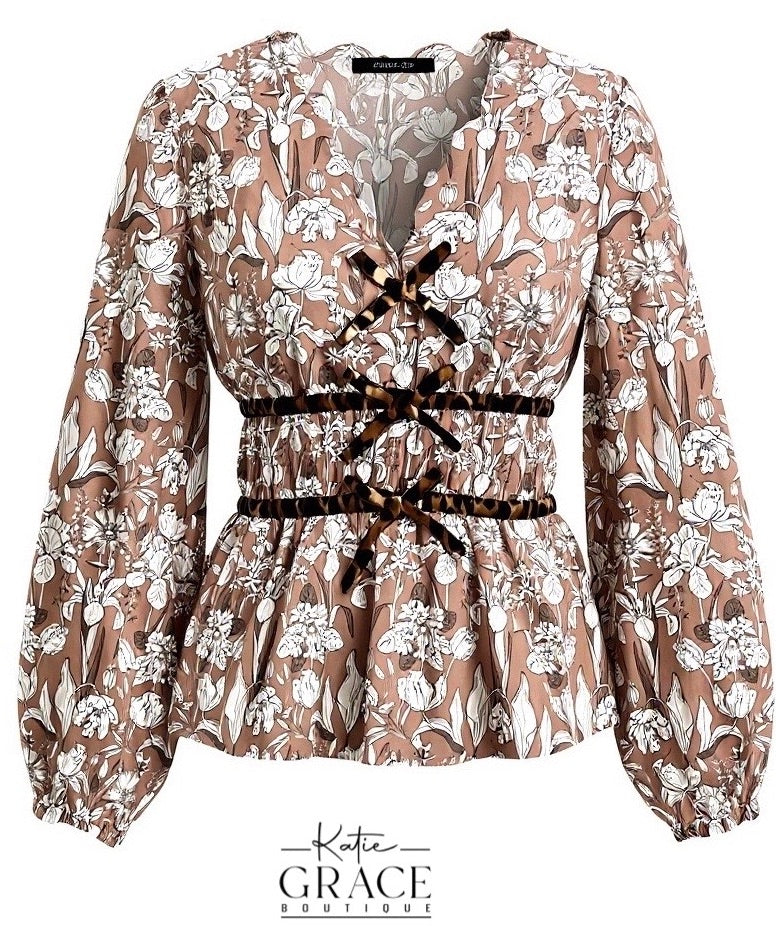 "Shea" Peplum Blouse - The Katie Grace Boutique