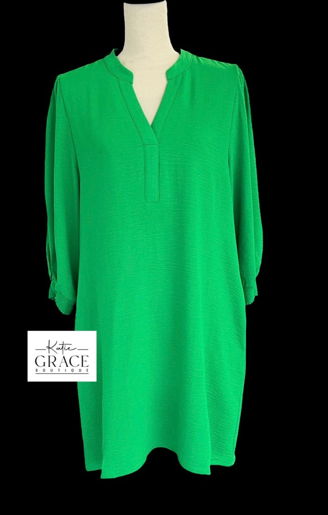"Alaina" Notched Neckline Dress - The Katie Grace Boutique