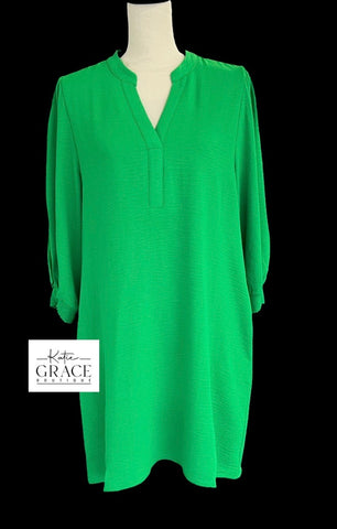 "Alaina" Notched Neckline Dress - The Katie Grace Boutique
