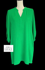 "Alaina" Notched Neckline Dress - The Katie Grace Boutique