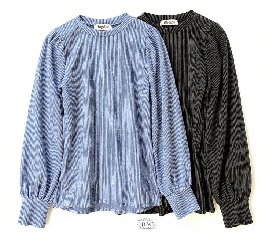 "Amelia" Ribbed Top, 2 colors - The Katie Grace Boutique