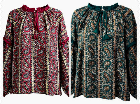 "Polly"  Paisley Blouse, 2 colors - The Katie Grace Boutique