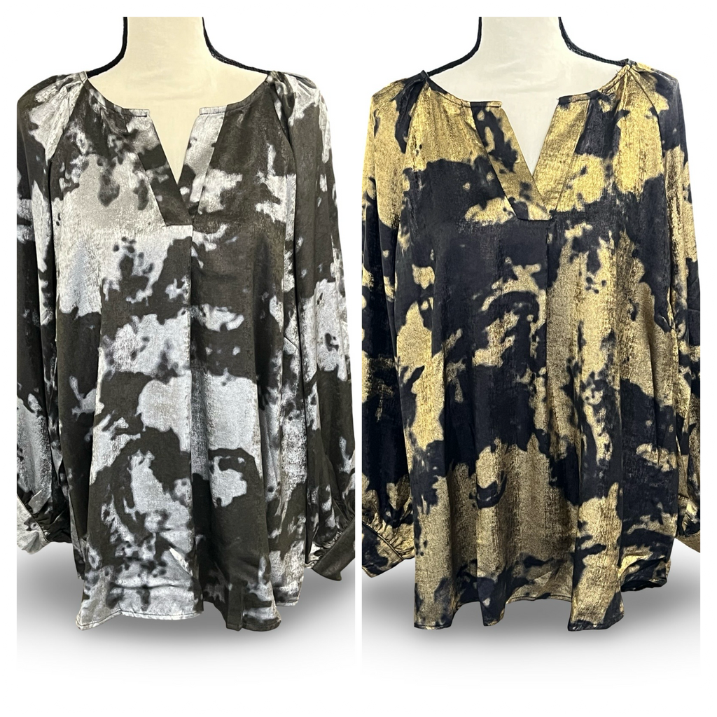 "Amanda" Metallic Blouse, 2 colors - The Katie Grace Boutique