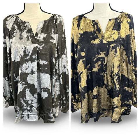 "Amanda" Metallic Blouse, 2 colors - The Katie Grace Boutique