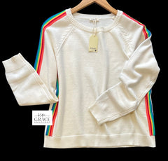 "Crista" Sweater with Stripes - The Katie Grace Boutique