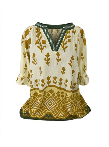 "Josephine" V Neck Blouse - The Katie Grace Boutique