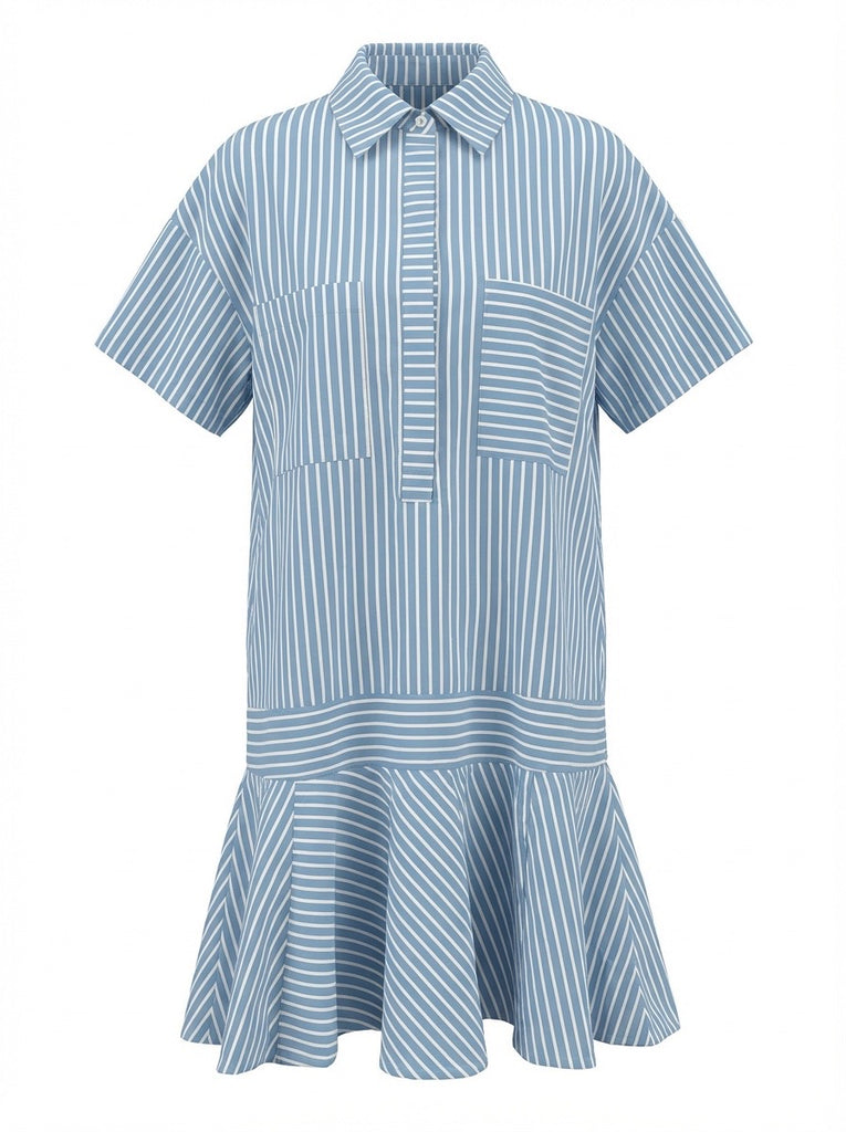 "Eliza" Striped Drop Waist Dress - The Katie Grace Boutique