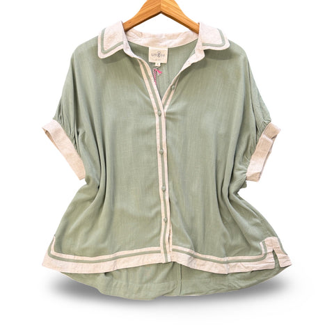 "Nora" Linen Button Down - The Katie Grace Boutique