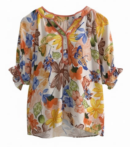 "Tiffani" Floral Blouse - The Katie Grace Boutique