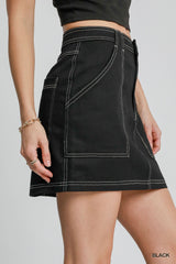 "Khloe" Denim Skirt with Contrast Stitching - The Katie Grace Boutique