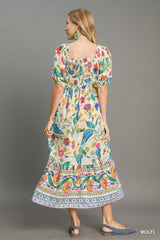 "Claire" Smocked Midi Dress - The Katie Grace Boutique