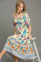 "Claire" Smocked Midi Dress - The Katie Grace Boutique