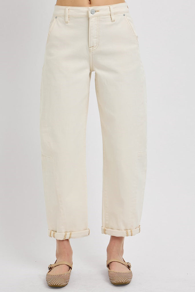 "Aimee" Cream Barrel Jeans - The Katie Grace Boutique