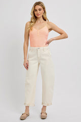 "Aimee" Cream Barrel Jeans - The Katie Grace Boutique