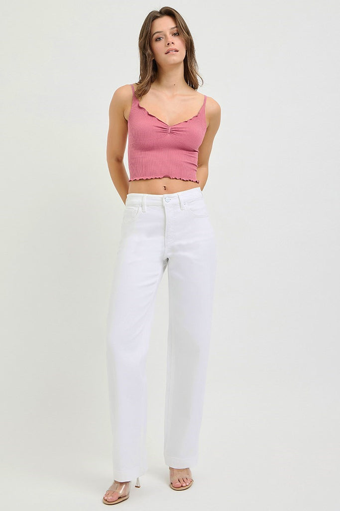 "Nina" High Rise White Jeans - The Katie Grace Boutique
