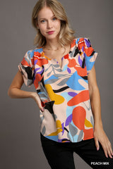 "Jessie" Abstract Blouse - The Katie Grace Boutique