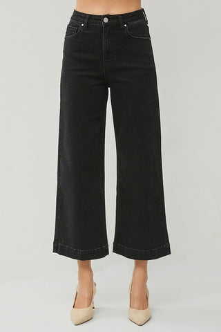 "Jess" Wide Leg Cropped, Black - The Katie Grace Boutique