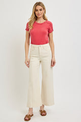 "Tessie" Cropped Cream Jeans - The Katie Grace Boutique