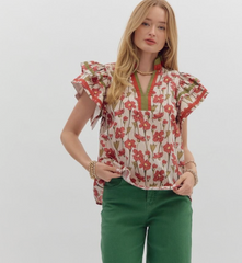 "Shea" Floral Blouse - The Katie Grace Boutique