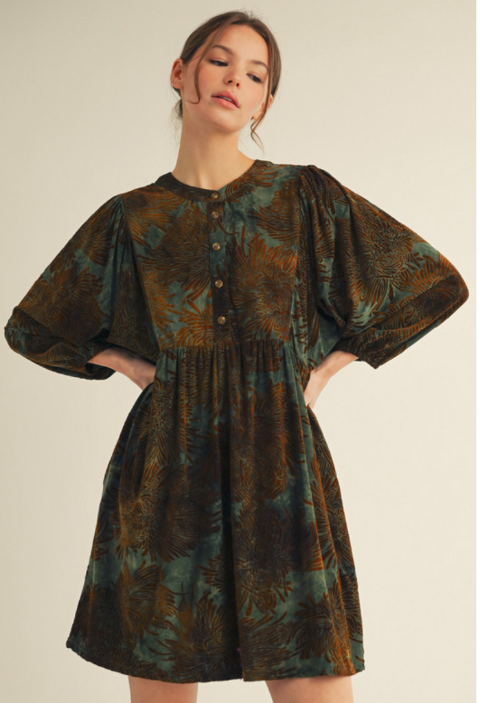 "Chasely" Flocked Dress - The Katie Grace Boutique