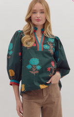"Tasha" Floral Blouse - The Katie Grace Boutique