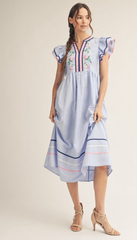 "Caroline" Embroidery Midi Dress - The Katie Grace Boutique