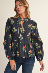 "Bonnie" Peplum Blouse - The Katie Grace Boutique