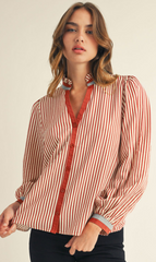 "Britt" Striped Blouse, 2 colors - The Katie Grace Boutique