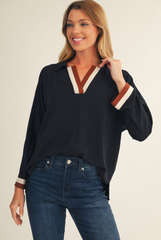 "Dina" Long Sleeve Bouse - The Katie Grace Boutique