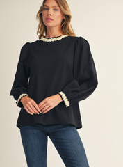 "Kimber" Embroidered Blouse - The Katie Grace Boutique