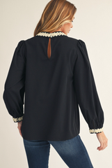 "Kimber" Embroidered Blouse - The Katie Grace Boutique