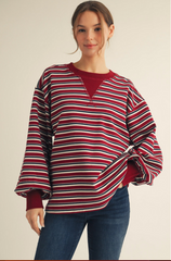 "Kelso" Thermal Striped Pullover, 2 colors - The Katie Grace Boutique