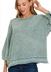"Jessica" Mineral Washed Sweater , 4 colors - The Katie Grace Boutique