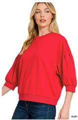 "Gina" Puff Sleeve Pullover, 2 colors - The Katie Grace Boutique