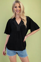 "Naya" Linen Blend Blouse, 3 colors - The Katie Grace Boutique