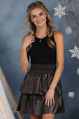 "Sarah" Restock in Black! Faux Leather Skirt - The Katie Grace Boutique