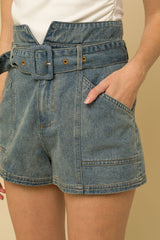 "Nikki" High Waist Denim Shorts - The Katie Grace Boutique